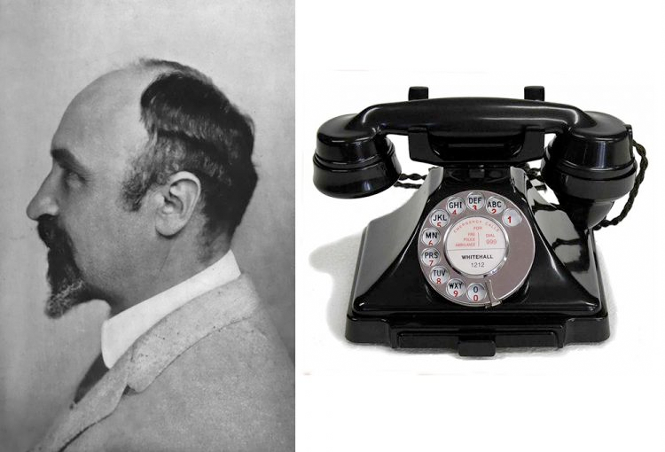 Baekeland portr&auml;tt och bakelittelefon