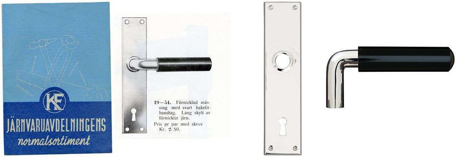 Priskurant med funkistrycke med bakelitgrepp och ny l&aring;ngskylt och funkistrycke.