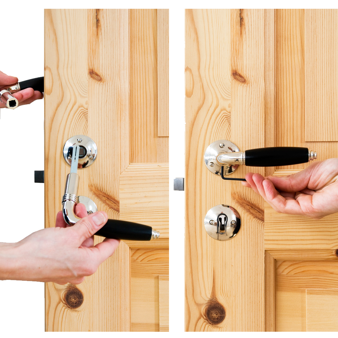 Ett skruvstift dras &aring;t f&ouml;r att h&aring;lla trycket p&aring; plats. 